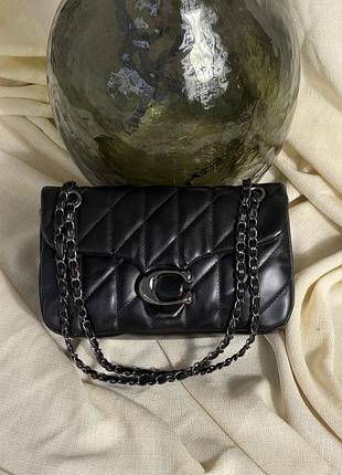 Женская сумка coach tabby shoulder bag 26 черная серебро кросс боди коуч 26