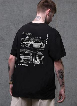Чоловіча оверсайз футболка without з принтом audi rs7 black