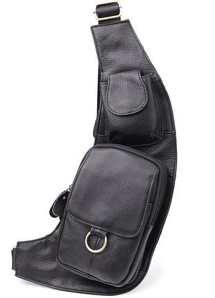 Сумка интересной формы через плечо из натуральной кожи vintage 22958 черный