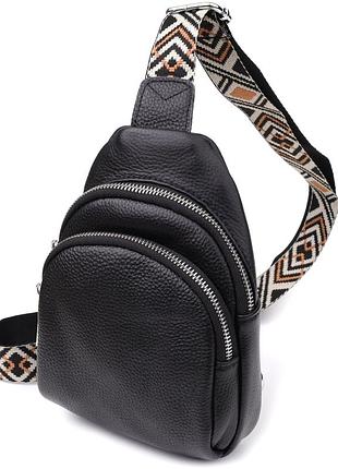 Женская сумка слинг из натуральной кожи vintage 22935 черный