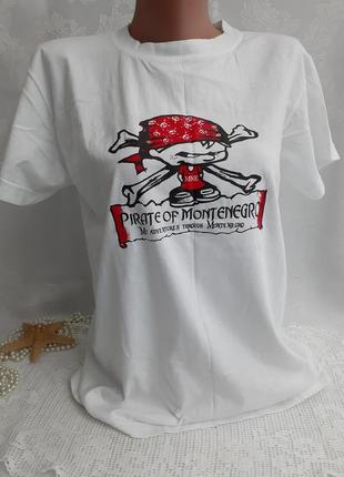 Рirate of montenegro 🌋bearwear футболка 100% хлопок белая пиратская пират1 фото