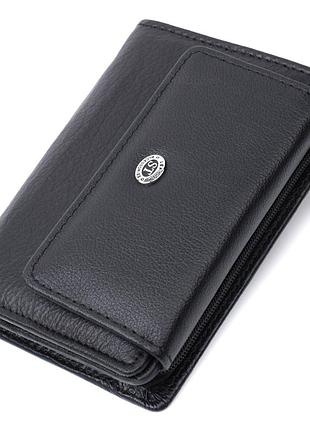 Практичний гаманець із монетницею з натуральної шкіри st leather 22740 чорний