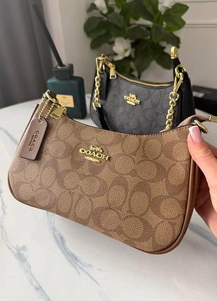 Сумка coach bolso de hombro teri коричнево-бежевий