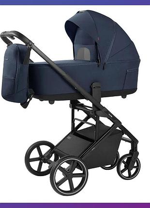 Дитяча універсальна коляска 2 в 1 carrello alfa crl-6522 denim blue з прогулянковим блоком темно-синій