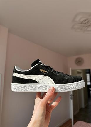 Puma suede красовки кросівки кеди замшеві пума чоловічі жіночі дитячі маленькі розміри унісекс чорні чорні з білим 35 розмір
