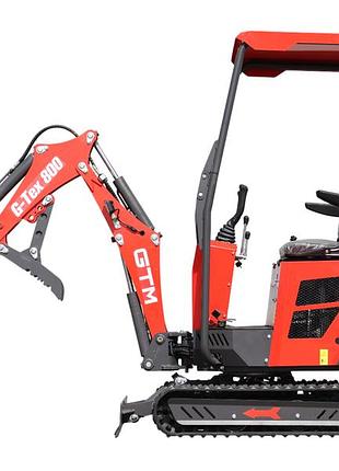 Мини-экскаватор gtm g-tex 800 на гусеничном ходу, 800 кг, дизель 10,2 к.с.