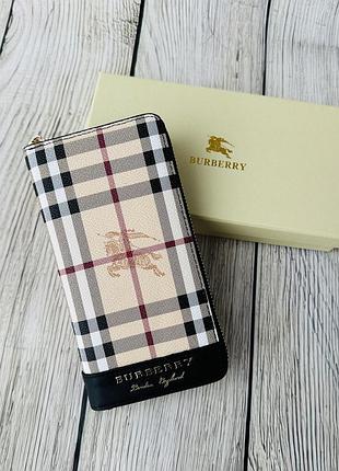 Кожаный кошелек- клатч на молнии burberry