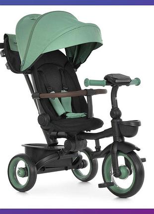 Детский трехколесный велосипед - коляска turbotrike mt 1038-1 с родительской ручкой зеленый