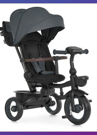 Детский трехколесный велосипед - коляска turbotrike mt 1038-1 с родительской ручкой темно-серый