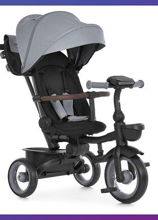 Детский трехколесный велосипед - коляска turbotrike mt 1038-1 с родительской ручкой светло-серый