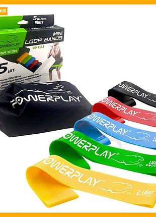 Резинки для фитнеса powerplay набор из 5 шт 1-20 кг латексные эспандеры для тренировок дома и в зале