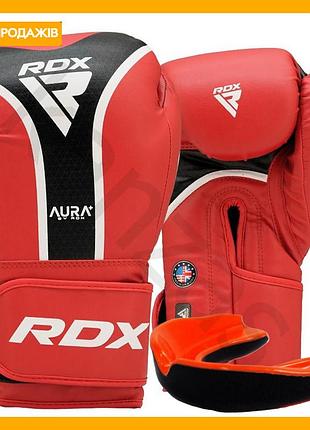 Боксерские перчатки rdx 12 унций красные для тренировок спаррингов капа в комплекте