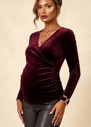 Блузка для беременных george maternity 💜 велюр бордо фиолетовый, новая с биркой, uk12