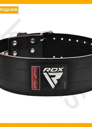 Пояс для пауерліфтингу rdx шкіряний black xl підтримка спини тренувальний ремінь для атлетів