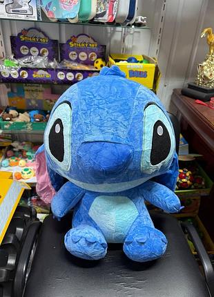 Дитяча м'яка плюшева іграшка з мультфільму стіч lilo & stitch з великими очима іграшка обіймашка подушка стіч синій сидячий 50 см