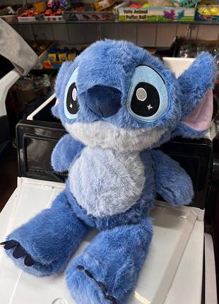 Дитяча м'яка плюшева темно-синя іграшка з мультфільму стіч lilo & stitch з вушками іграшка обіймашка подушка стіч сидячий 45 см