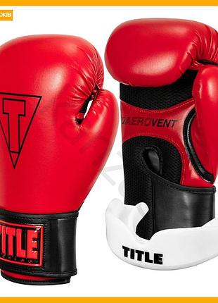 Боксерские перчатки title boxing vegan красные черные 12 oz для фитнеса тренировок мешок
