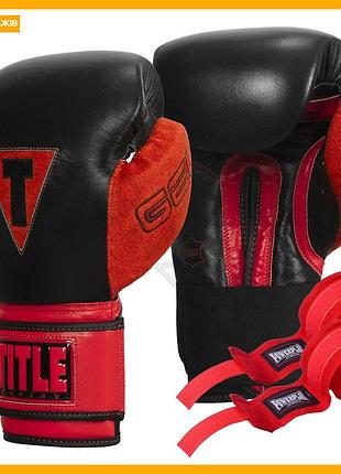 Боксерские перчатки title boxing all heart 14 oz черные красные для тренировок и бокса из натуральной кожи