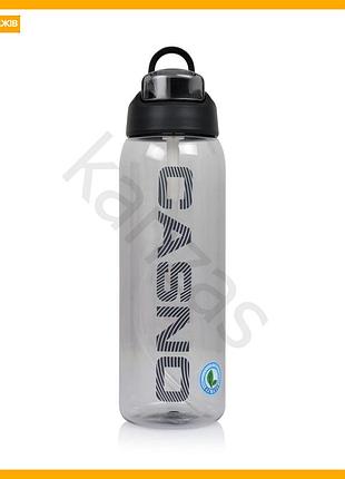 Пляшка для води casno 800 мл чорна з автоматичною кришкою для спорту і активного відпочинку багаторазова