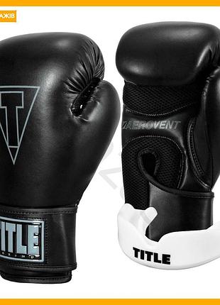 Боксерские перчатки title boxing vegan 8 oz черные для фитнеса тренировок спортивные перчатки