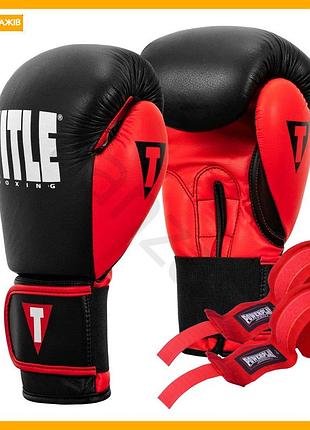 Боксерские перчатки title boxing dynamic strike 14 oz черные красные профессиональные для тренировок с мешком