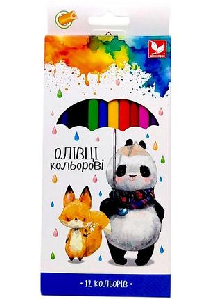 Карандаши школярик 12 цветов цветные треугольные тригранные набор для школы и рисования
