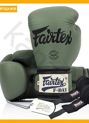 Боксерські рукавиці fairtex 12 унцій зелені для тренувань спарингів бокс рукавички