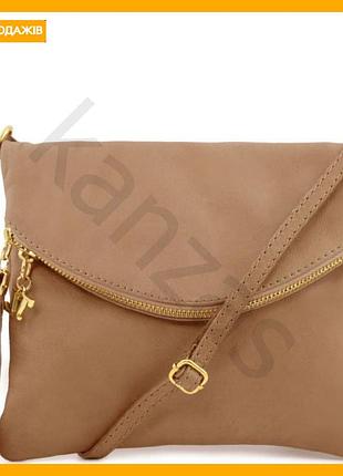 Женская кожаная сумка tuscany leather светлый серо-коричневый сумка через плечо для женщин с золотой