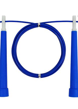 Скоростная скакалка easyfit speed cable rope 3 м со стальным тросом и подшипниками синяя