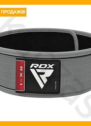 Пояс для тяжелой атлетики rdx rx1 серый для бодибилдинга поддержка спины для тренировок