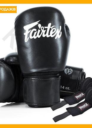 Боксерские перчатки fairtex черные 12 унций для любительского бокса спаррингов тренировок
