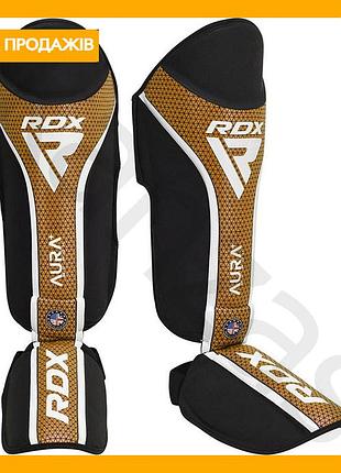 Защита голени и стопы rdx aura plus t-17 черный золотой xl для мма и греплинга щитки для ног