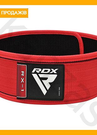 Пояс для важкої атлетики rdx rx1 червоний нейлоновий ремінь для бодибілдингу підтримка спини фіксатор натягу