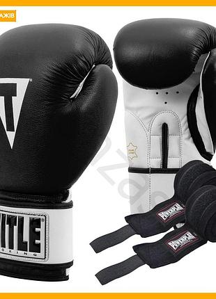 Боксерские перчатки title premier leather 16 oz черные для тренировок с тяжелыми мешками защитные перчатки