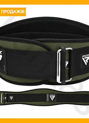 Пояс для тяжелой атлетики rdx eva curve неопреновый army green s для тренировок поддержка спины фиксатор для