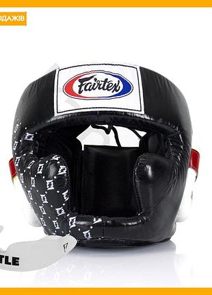 Боксерский шлем fairtex hg10 черный l защита головы для спаррингов и тренировок натуральная кожа