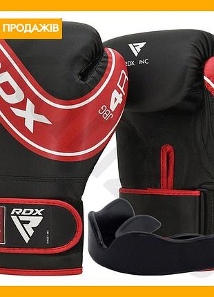 Боксерські рукавиці rdx 6 унцій червоні чорні для дітей тренувальні рукавички для боксу з капою