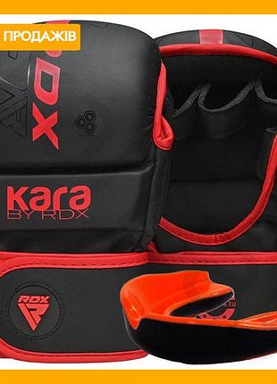 Рукавиці для мма rdx червоні греплінгові рукавички для тренувань з капою l/xl спортивні рукавички