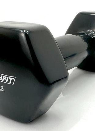 Гантель для фітнесу 3.0 кг easyfit із вініловим покриттям чорна