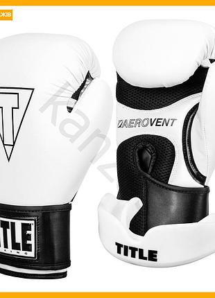 Боксерські рукавиці title boxing vegan 8 oz біло-чорні для фітнесу і тренувань без тваринних продуктів