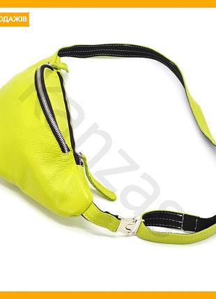 Женская сумка на пояс tarwa бананка из натуральной кожи зеленая пляжная сумка для лета и отдыха