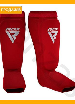Защита голени и стопы rdx shin instep foam красный/белый xl для мма и боевых искусств защита от ударов