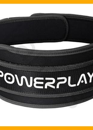 Пояс для важкої атлетики power play неопреновий чорний універсальний для тренувань і захисту спини