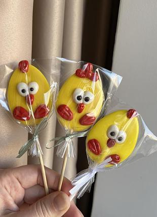 Льодяник ручної роботи без цукру з ізомальту циплята прикраса на паску