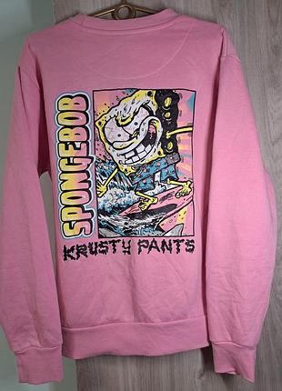 Яркий розовый свитшот spongebob "krusty pants" – размер s / m
