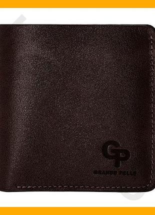 Портмоне мужское lettera grande pelle из натуральной кожи темно-коричневое кошелек для купюр и карт