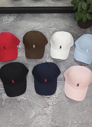 Бейсболка polo ralph lauren с фирменным вышитым логотипом кепка унисекс из премиального хлопка поло ральф лаурен козырек поло розовый