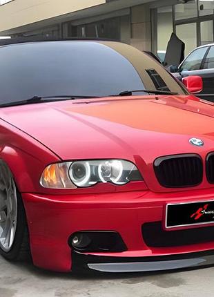 Передний лип dpt v-2 (для m sport, черный глянец) для bmw 3 серия e46 1998-2006 гг