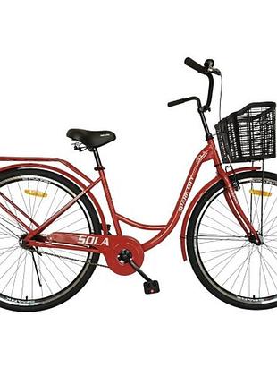Велосипед spark city sola (колеса - 28", стальная рама - 18") с корзиной темно-вишневый