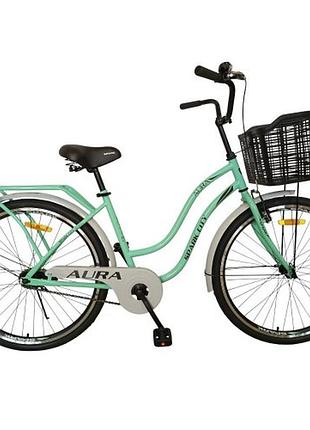 Велосипед spark city aura (колеса - 26", сталева рама - 17") із кошиком салатовий